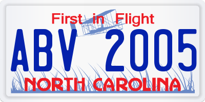 NC license plate ABV2005