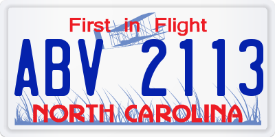 NC license plate ABV2113