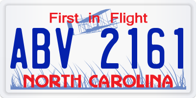 NC license plate ABV2161