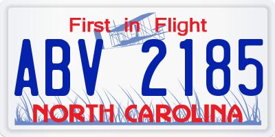 NC license plate ABV2185