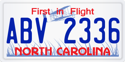 NC license plate ABV2336