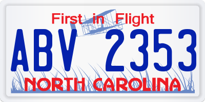 NC license plate ABV2353