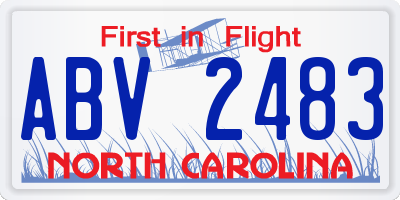 NC license plate ABV2483