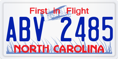 NC license plate ABV2485