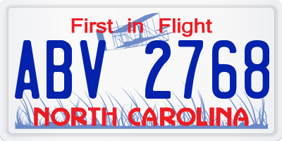 NC license plate ABV2768