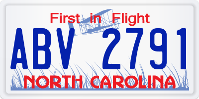 NC license plate ABV2791