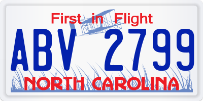 NC license plate ABV2799