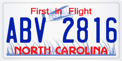 NC license plate ABV2816