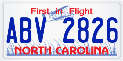 NC license plate ABV2826