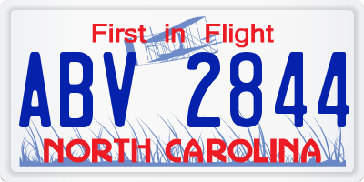 NC license plate ABV2844