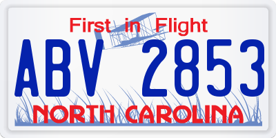NC license plate ABV2853