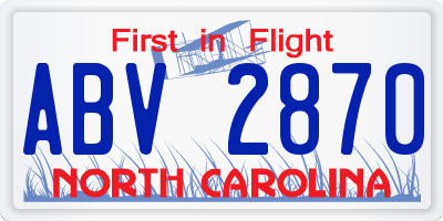 NC license plate ABV2870