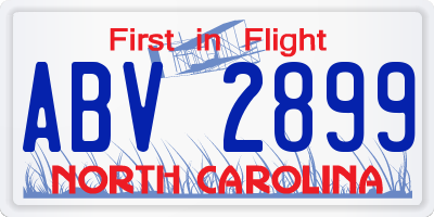 NC license plate ABV2899