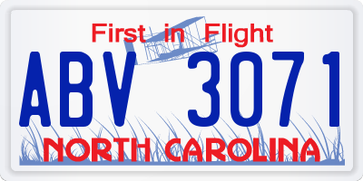 NC license plate ABV3071