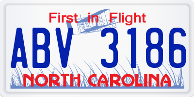 NC license plate ABV3186