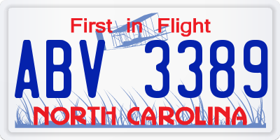 NC license plate ABV3389