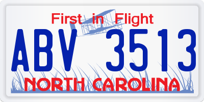 NC license plate ABV3513