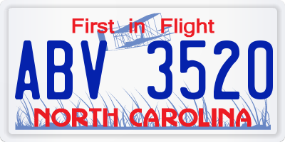 NC license plate ABV3520