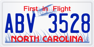 NC license plate ABV3528
