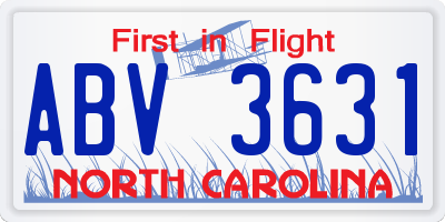 NC license plate ABV3631