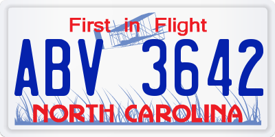 NC license plate ABV3642