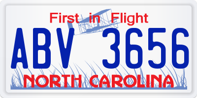 NC license plate ABV3656