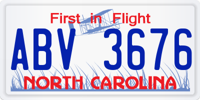 NC license plate ABV3676