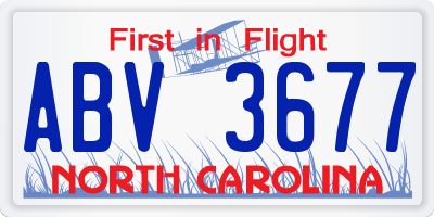NC license plate ABV3677