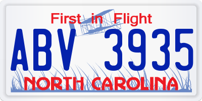 NC license plate ABV3935