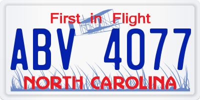 NC license plate ABV4077