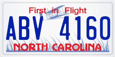 NC license plate ABV4160