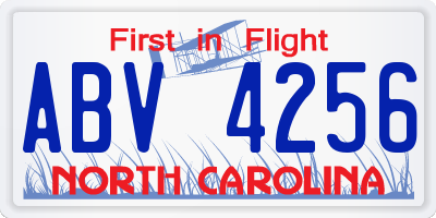 NC license plate ABV4256
