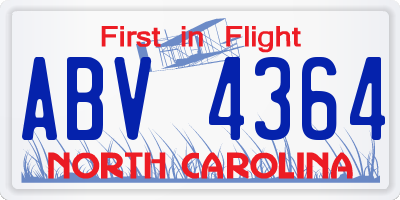 NC license plate ABV4364
