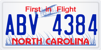 NC license plate ABV4384