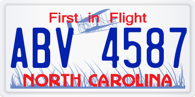 NC license plate ABV4587