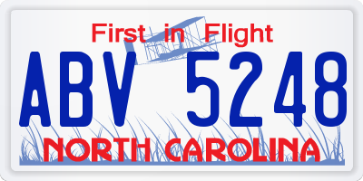 NC license plate ABV5248
