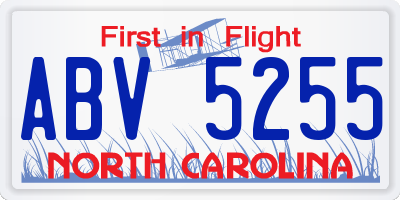 NC license plate ABV5255