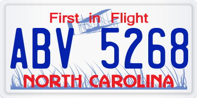 NC license plate ABV5268