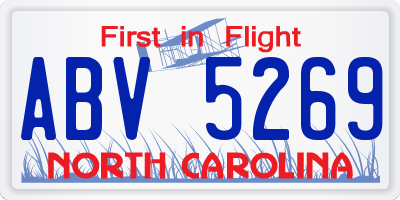 NC license plate ABV5269