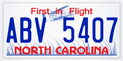 NC license plate ABV5407