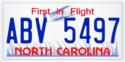 NC license plate ABV5497
