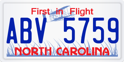 NC license plate ABV5759