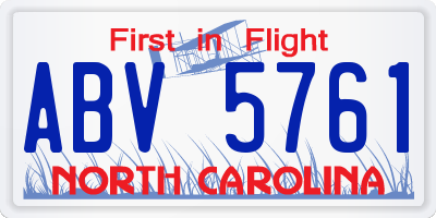 NC license plate ABV5761
