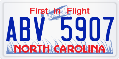 NC license plate ABV5907