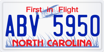 NC license plate ABV5950