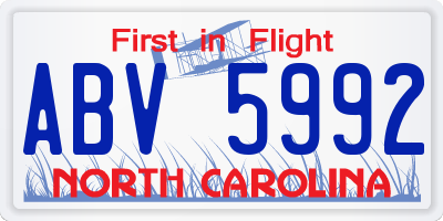 NC license plate ABV5992