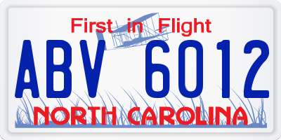 NC license plate ABV6012