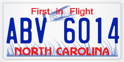 NC license plate ABV6014