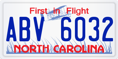 NC license plate ABV6032