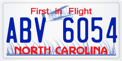 NC license plate ABV6054